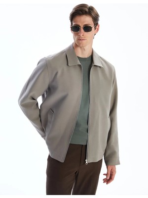 LC Waikiki Haki Standart Kalıp Gömlek Yaka Erkek Mont