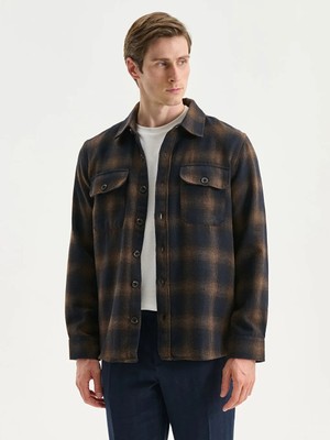 LC Waikiki Kahverengi Regular Fit Uzun Kollu Ekose Erkek Oduncu Gömlek Ceket