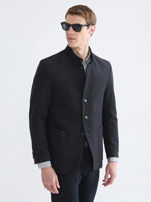 LC Waikiki Antrasit Standart Kalıp Yün Karışıml Erkek Kaşe Kaban