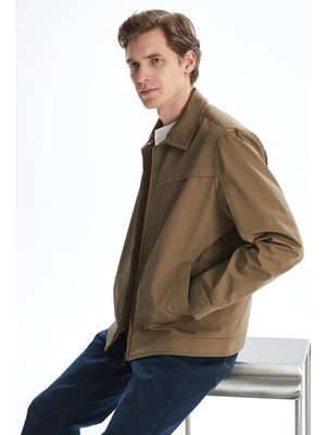 LC Waikiki Bej Standart Kalıp Gömlek Yaka Erkek Mont