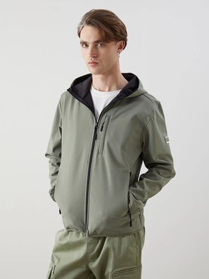 LC Waikiki Haki Standart Kalıp Kapüşonlu Erkek Mont