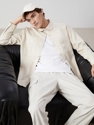 LC Waikiki Bej Rahat Kalıp Uzun Kollu Erkek Gömlek Ceket