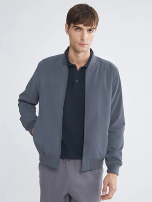 LC Waikiki Gri Standart Kalıp Kolej Yaka Erkek Bomber Mont