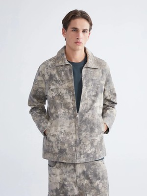 LC Waikiki Gri Rahat Kalıp Uzun Kollu Gabardin Erkek Gömlek Ceket