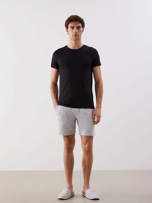 LC Waikiki Siyah Bisiklet Yaka Kısa Kollu Erkek Atlet