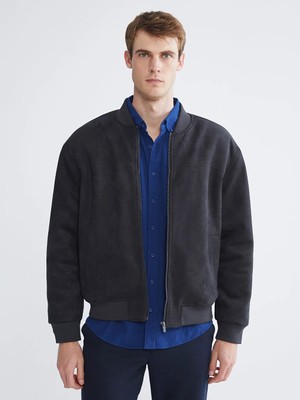 LC Waikiki Antrasit Rahat Kalıp Kolej Yaka Erkek Süet Mont