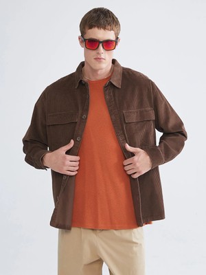 LC Waikiki Kahverengi Rahat Kalıp Uzun Kollu Kadife Erkek Gömlek Ceket