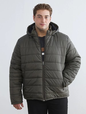 LC Waikiki Haki Standart Kalıp Kapüşonlu Erkek Şişme Mont