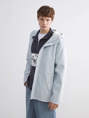 LC Waikiki Gri Kapüşonlu Içi Kürklü Erkek Mont