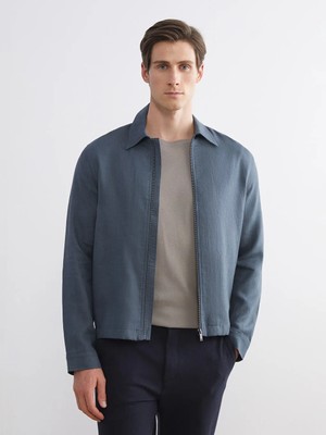 LC Waikiki Petrol Standart Kalıp Gömlek Yaka Erkek Mont