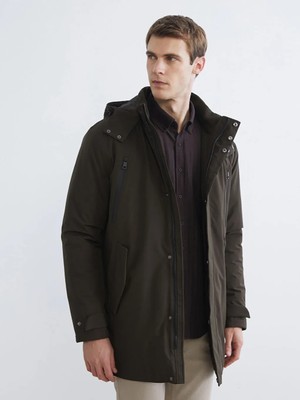 LC Waikiki Haki Standart Kalıp Kapüşonlu Erkek Mont