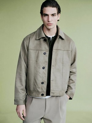 LC Waikiki Yeşil Rahat Kalıp Erkek Süet Mont