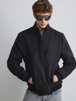 LC Waikiki Antrasit Standart Kalıp Dik Yaka Erkek Mont