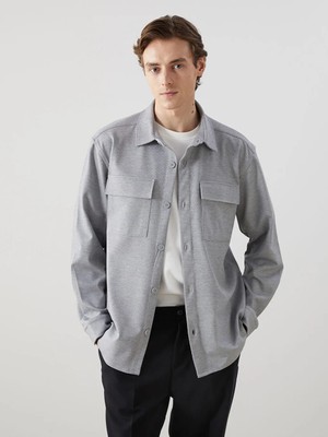 LC Waikiki Gri Regular Fit Uzun Kollu Erkek Gömlek Ceket