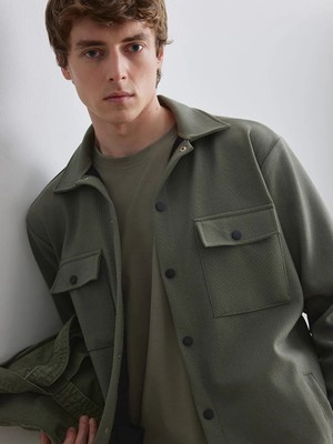 LC Waikiki Haki Regular Fit Erkek Dokulu Gömlek Ceket