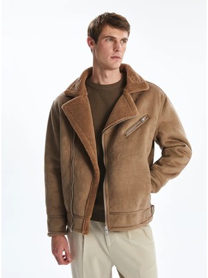 LC Waikiki Bej Standart Kalıp Kürk Yaka Süet Erkek Mont