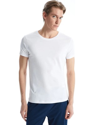 LC Waikiki Beyaz Bisiklet Yaka Kısa Kollu Erkek Atlet