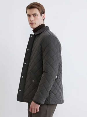 LC Waikiki Haki Standart Kalıp Kadife Yaka Süet Erkek Mont