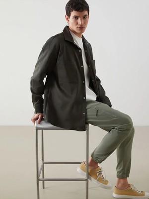 LC Waikiki Yeşil Rahat Kalıp Uzun Kollu Erkek Gömlek Ceket