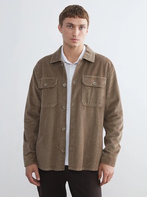LC Waikiki Bej Regular Fit Kadife Erkek Gömlek Ceket