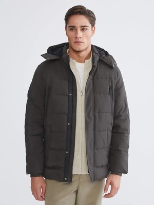 LC Waikiki Haki Standart Kalıp Kapüşonlu Erkek Mont