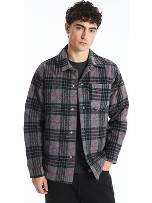 LC Waikiki Siyah Regular Fit Uzun Kollu Ekose Erkek Gömlek Ceket