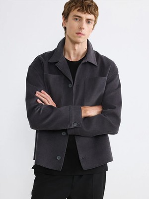 LC Waikiki Antrasit Regular Fit Uzun Kollu Kadife Erkek Gömlek Ceket