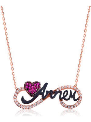 Tienda Elegante Gümüş Annem Yazılı Sonsuzluk Bayan Kolye