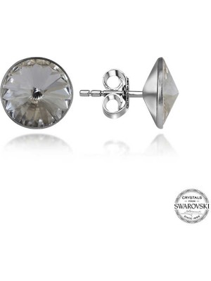 Fm Swarovski Crystal Taşlı Gümüş Çivili Kadın Küpe