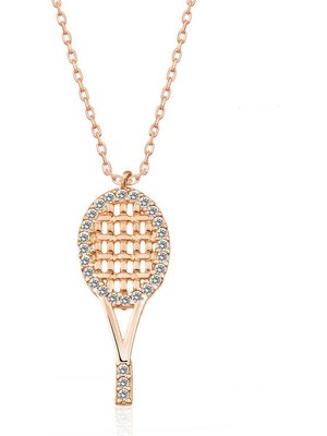 Tienda Elegante Gümüş Rose Tenis Raketi Bayan Kolye