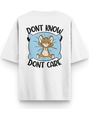 Overoz Tom & Jerry Sırt Baskılı Yarı Oversize Unisex Beyaz Tshirt 1381