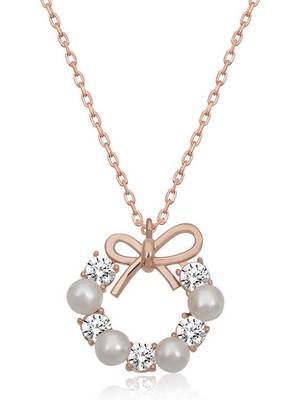 Tienda Elegante Gümüş Rose İnci Kurdele Kadın Kolye