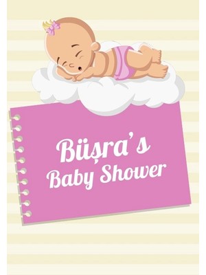 Reysa Tasarım Sarı Çizgili Bebek Temalı Baby Shower Afişi 50X70 cm