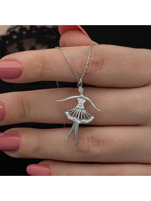 Tienda Elegante Gümüş Balerin Kadın Kolye