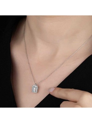 Fm Swarovski Taşlı Gümüş Baget Bayan Kolye