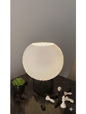 Kuantum Yuvarlak Alt Tablası Renkli Abajur