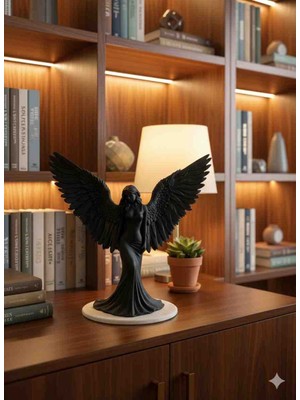3D VAN TASARIM Siyah Kanatlı Melek Figürü