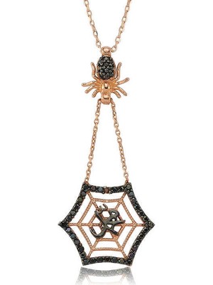 Tienda Elegante Gümüş Muhammed Yazılı Örümcek Ağı Bayan Kolye