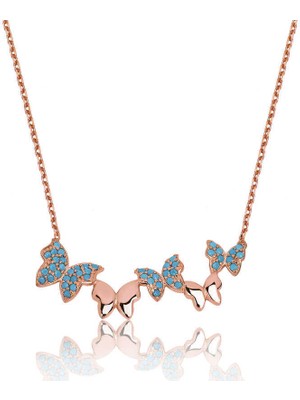 Tienda Elegante Gümüş Kelebek Bayan Kolye