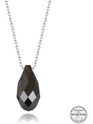 Fm Swarovski Crystal Taşlı Drop Kesim Gümüş Kadın Kolye
