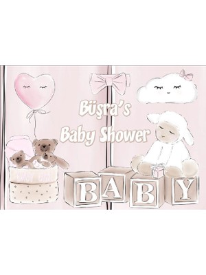 Reysa Tasarım Pembe Oyuncak Temalı Baby Shower Afişi 50X70 cm