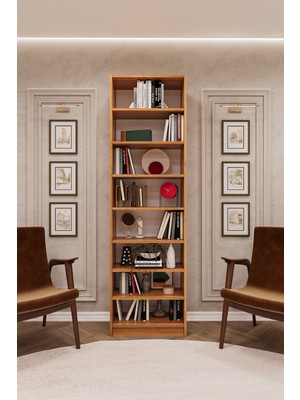 Asra Trend Lüks 8 Raflı Ayarlanabilir Ev Ofis Kitaplık %100 MDF Dekoratif Kütüphane Kitaplık K05