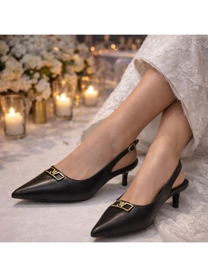 Kindep (Bono) Kısa Topuklu Burnu Kapalı Kadın Ayakkabı Siyah