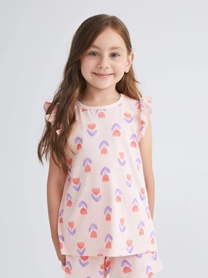Lc Waikiki Yeni Sezon Çiçekli Kız Çocuk Şortlu Pijama Takım
