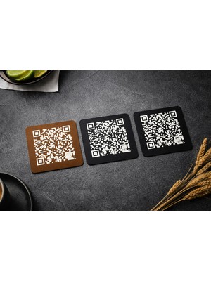 MENEJER Kabartmalı Qr Menü Etiketi 5x5 cm – Restoran & Kafe Masaları Için Premium Karekod