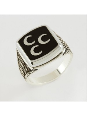 Zero Land Xmpdby 3 Hilal Metal Erkek Yüzük - Gümüş Rengi