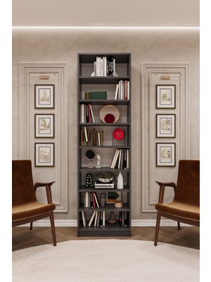Asra Trend Lüks 8 Raf Ayarlanabilir Ev Ofis Kitaplık %100 MDF Dekoratif Kütüphane Kitaplık K08