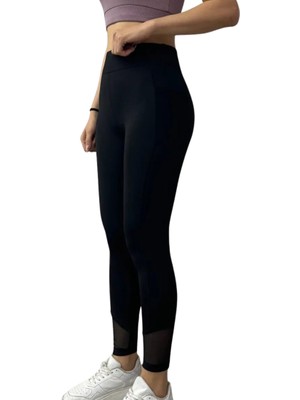 Cash Dukkan Bileği Tül Detaylı Scuba Tayt - Si̇yah