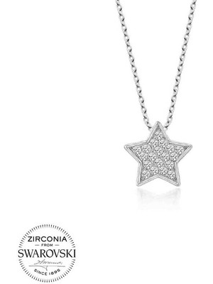 Fm Swarovski Taşlı Gümüş Yıldız Bayan Kolye