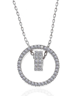 Tienda Elegante Gümüş Iç Içe Geçmiş Halka Kadın Kolye